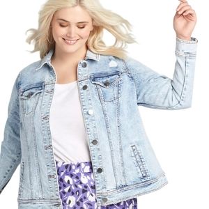 LANE Bryant Denim Jacket - Ripped Light Wash Jacket
